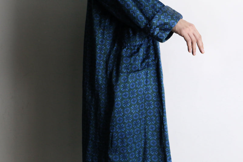 turquoise blue geometric patterns gown shirt