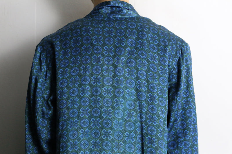 turquoise blue geometric patterns gown shirt