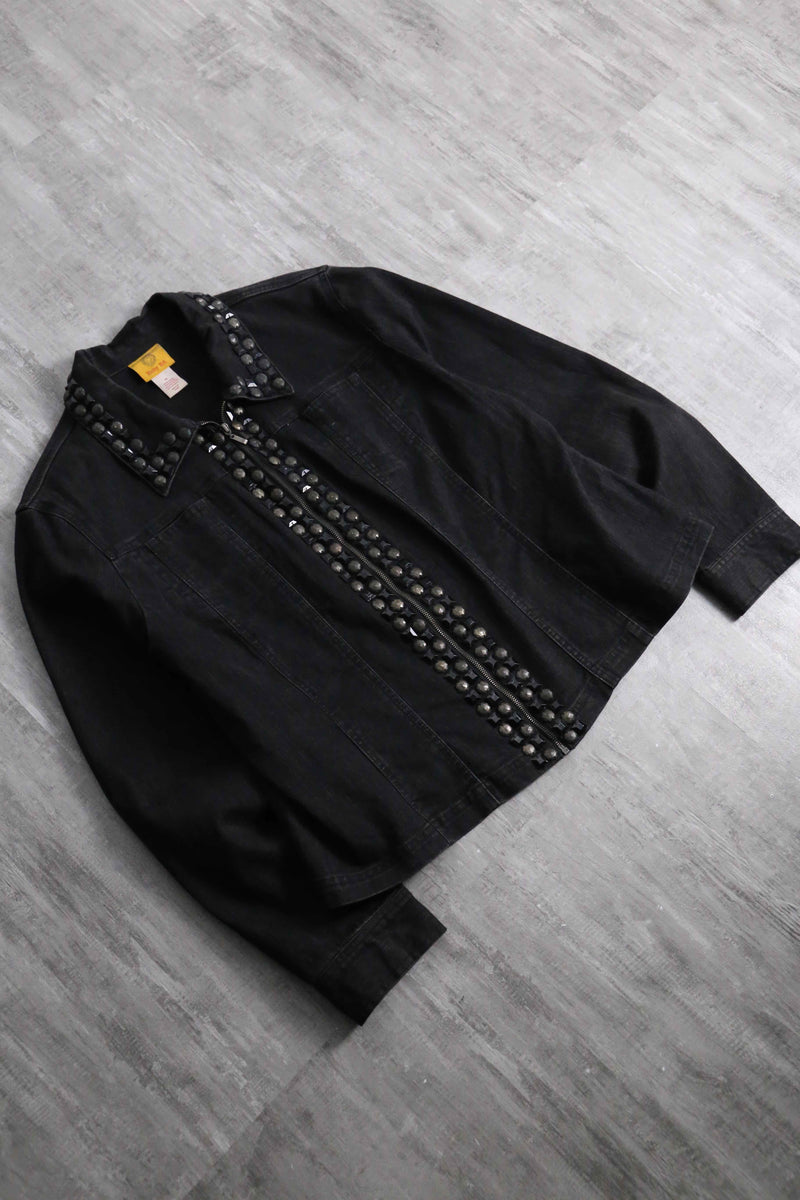 stone studded black denim jacket
