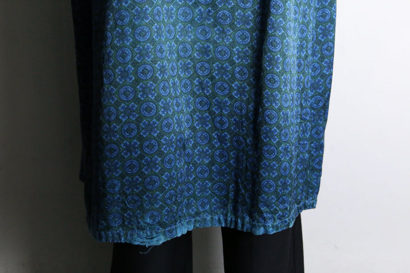 turquoise blue geometric patterns gown shirt