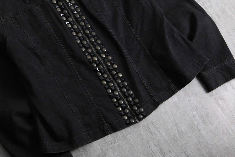 stone studded black denim jacket