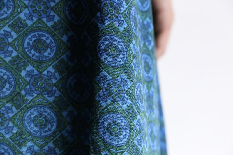 turquoise blue geometric patterns gown shirt