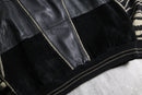 1980-90s SAXONY leather combi henry neck 3D knit pull