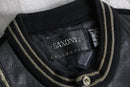 1980-90s SAXONY leather combi henry neck 3D knit pull