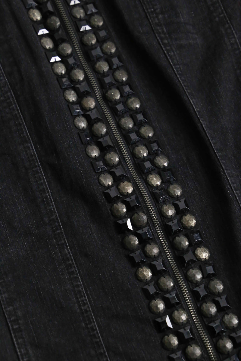 stone studded black denim jacket