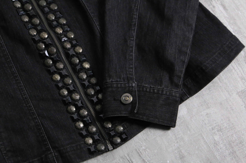 stone studded black denim jacket