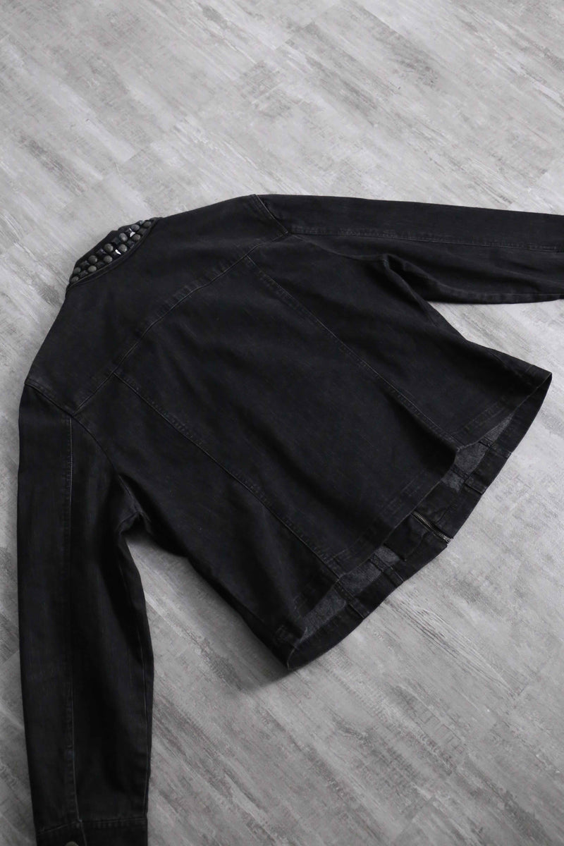 stone studded black denim jacket
