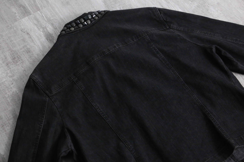 stone studded black denim jacket