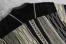 1980-90s SAXONY leather combi henry neck 3D knit pull
