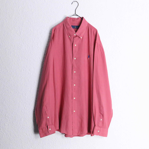 "Ralph Lauren" red color linen L/S shirt