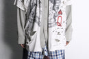 "Re:make" damaged tee docking stripe shirt
