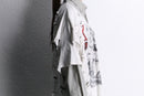 "Re:make" damaged tee docking stripe shirt