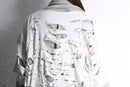 "Re:make" damaged tee docking stripe shirt