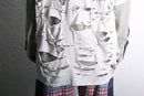 "Re:make" damaged tee docking stripe shirt