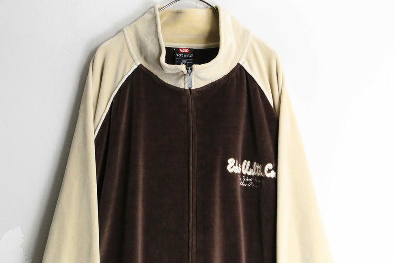 “ECKO” bicolor loose velourstrack jacket