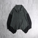 gray × black rib knit