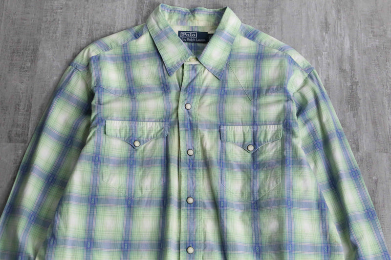 "Polo by Ralph Lauren" ombre check western shirt