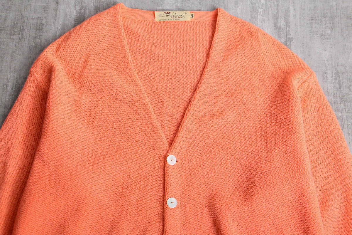 70's terracotta orange alpaca wool cardigan