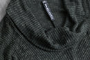 gray × black rib knit