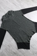 gray × black rib knit