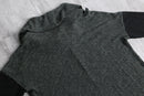 gray × black rib knit