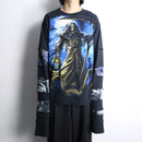 "Re:make" skull design layered long sleeve tee