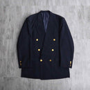 navy color gold button double breasted blazer