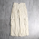 linen rayon ivory wide cargo pants
