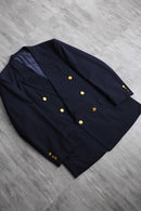 navy color gold button double breasted blazer