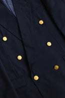 navy color gold button double breasted blazer