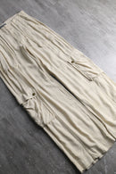 linen rayon ivory wide cargo pants