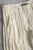 linen rayon ivory wide cargo pants