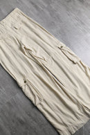 linen rayon ivory wide cargo pants