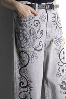 paint design denim pants