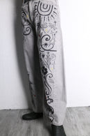 paint design denim pants