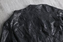 black lamb leather collarless single jacket