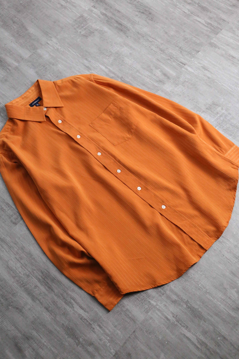 “Craft & Barrow” orange woven stripe poly shirt