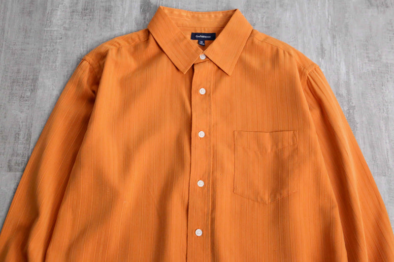 “Craft & Barrow” orange woven stripe poly shirt