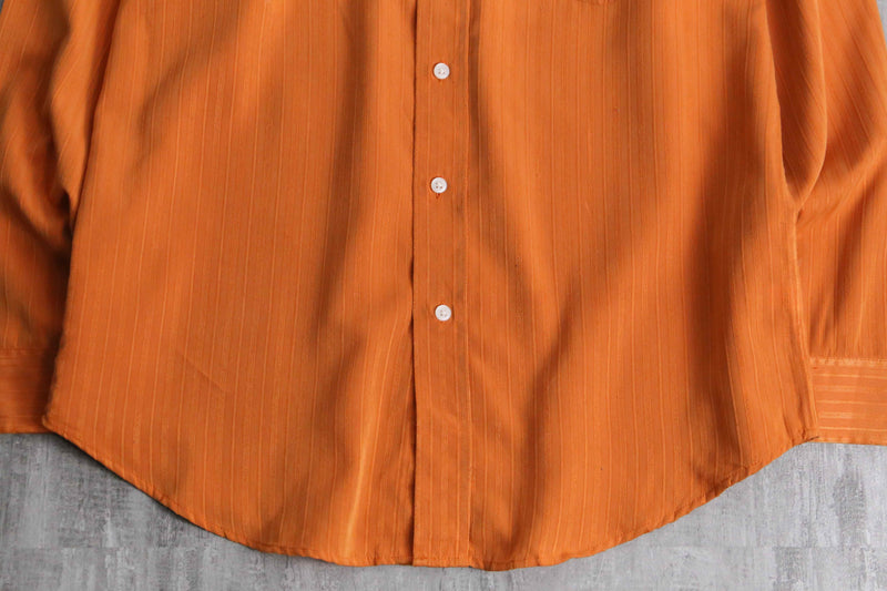 “Craft & Barrow” orange woven stripe poly shirt