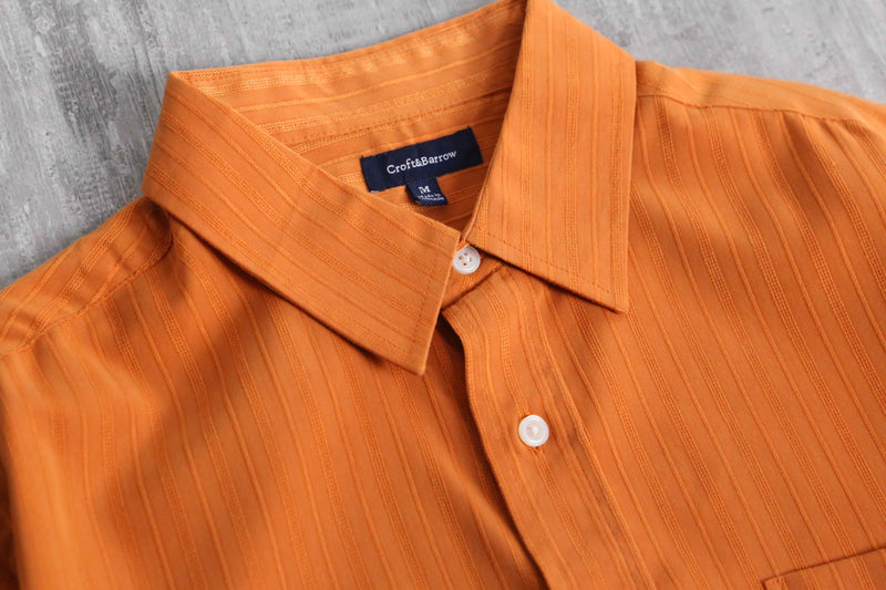 “Craft & Barrow” orange woven stripe poly shirt