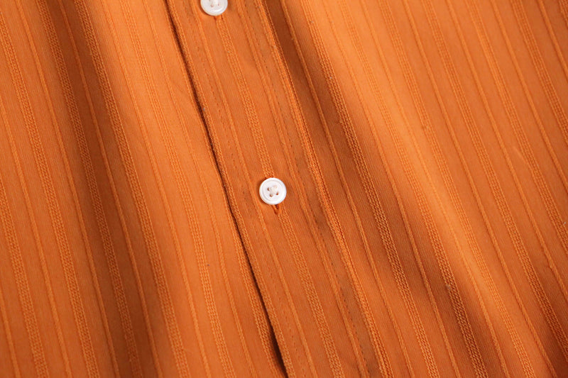 “Craft & Barrow” orange woven stripe poly shirt