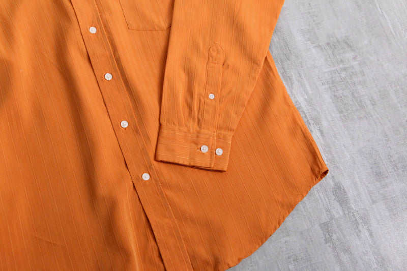 “Craft & Barrow” orange woven stripe poly shirt