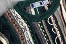 green tone stripe 3D design knit