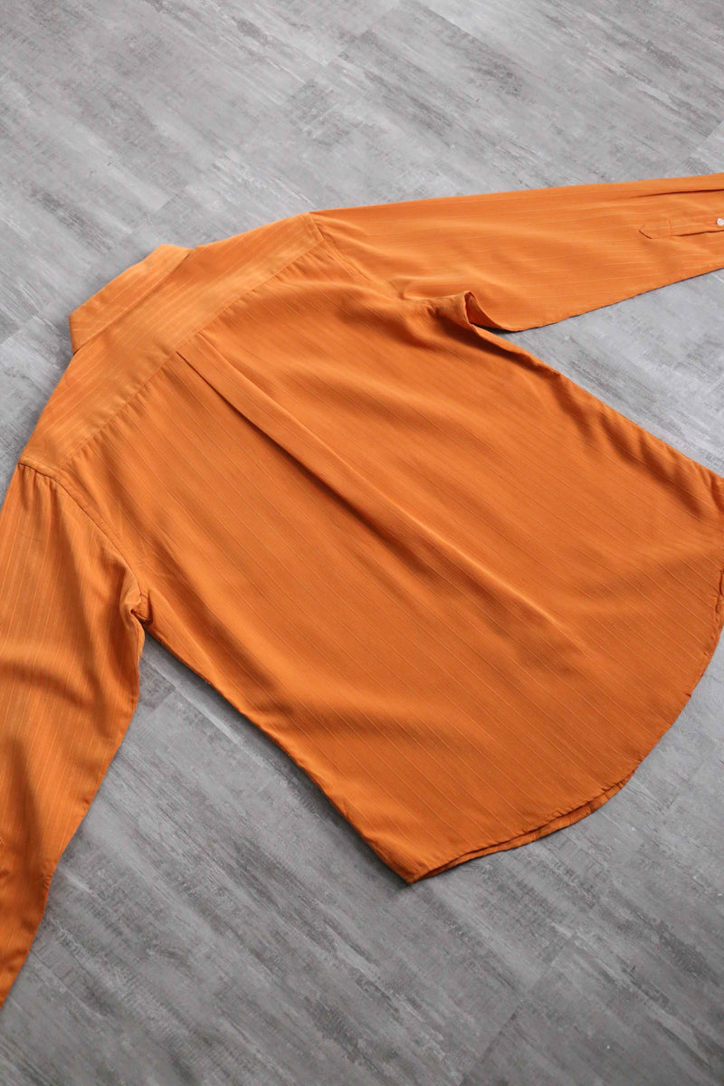 “Craft & Barrow” orange woven stripe poly shirt