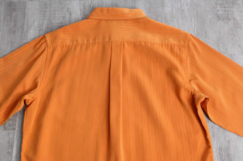 “Craft & Barrow” orange woven stripe poly shirt