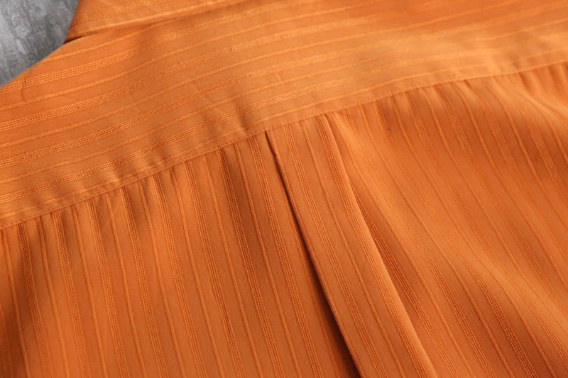 “Craft & Barrow” orange woven stripe poly shirt