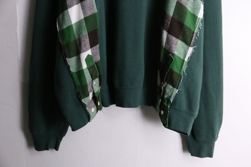 remake "再構築" shirt docking green loose sweat