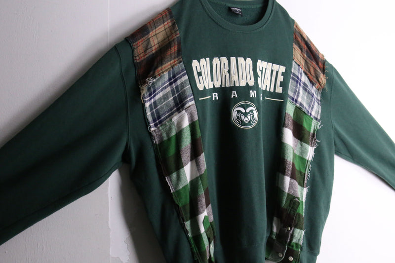 remake "再構築" shirt docking green loose sweat