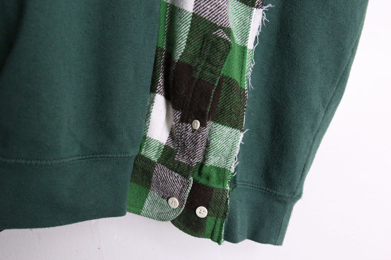 remake "再構築" shirt docking green loose sweat