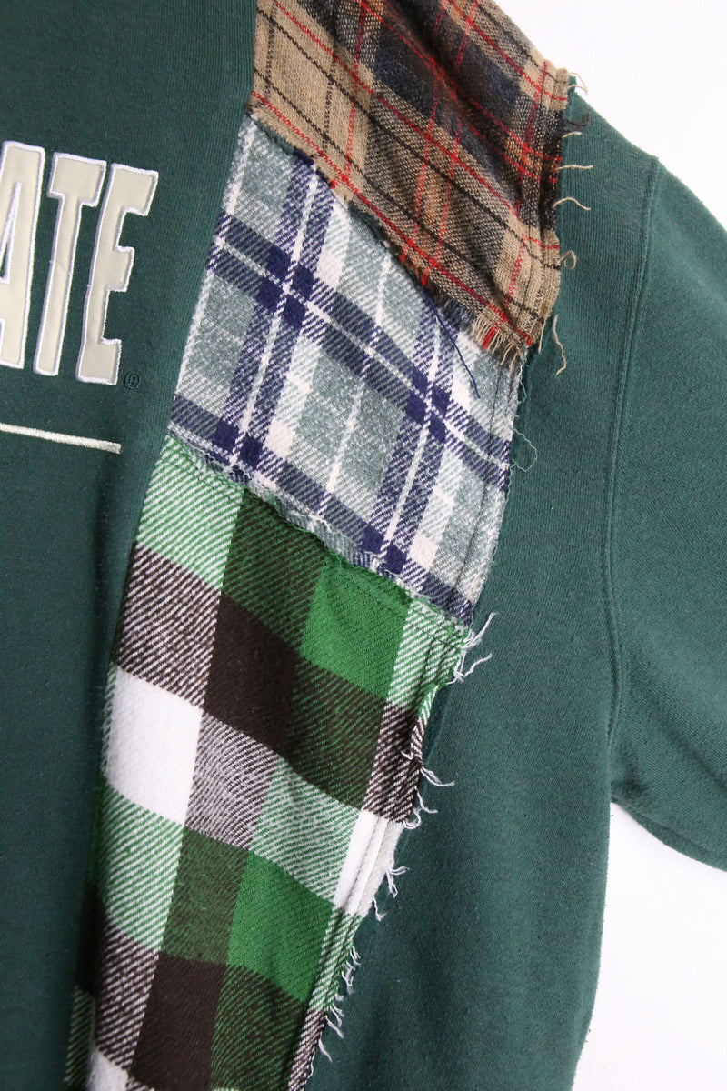 remake "再構築" shirt docking green loose sweat